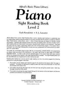 Alfred's Basic Piano Library: Sight Reading Book 2