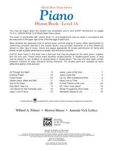 Alfred's Basic Piano Library: Hymn Book 1A