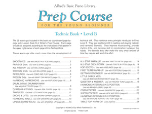 Alfred's Basic Piano Prep Course: Technic Book B