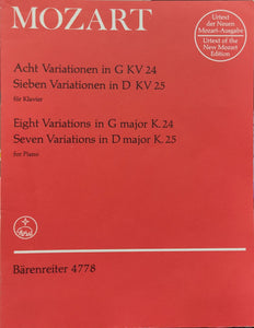 Mozart, Wolfgang Amadeus: Eight Variations in G major K.24, Seven Variations in D major K.25 for Piano
