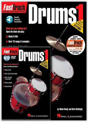 FASTTRACK DRUMS METHOD STARTER PACK Book/Online Audio/DVD Pack