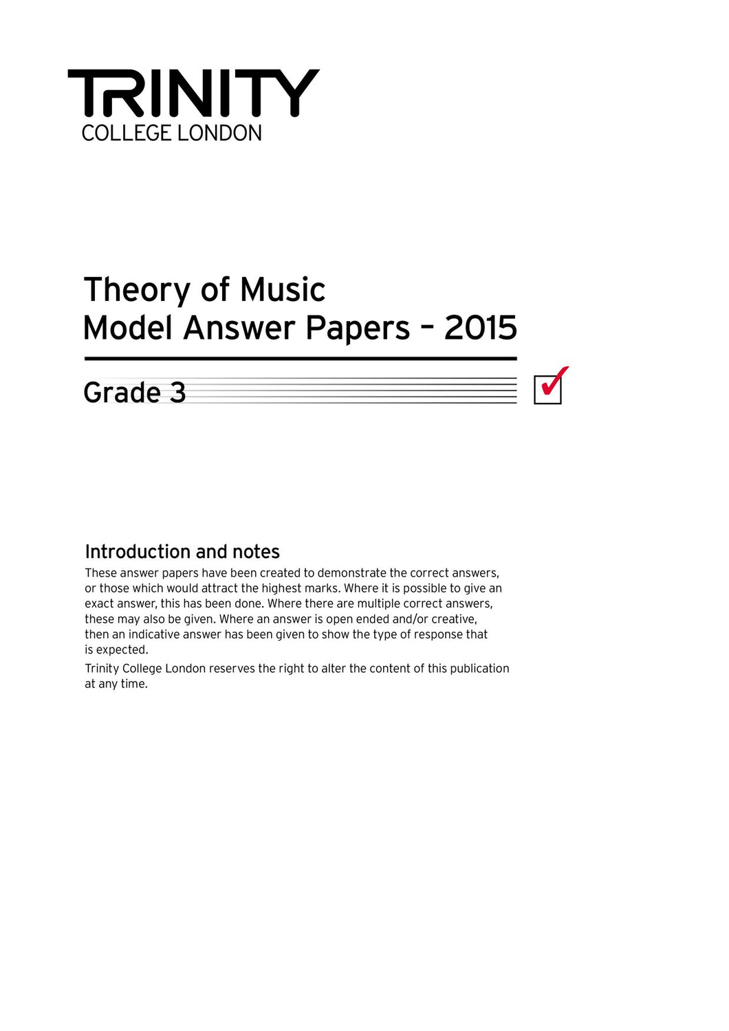 Theory Model Answer Papers 2015: Grade 3