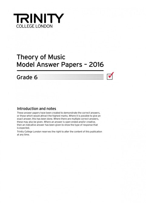 Theory Model Answer Papers 2016: Grade 6