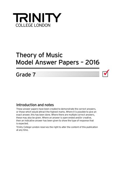 Theory Model Answer Papers 2016: Grade 7